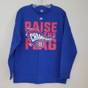 Chicago Cubs Raise the Flag 2016 NL Champions Long Sleeve T-shirt Men's Lg